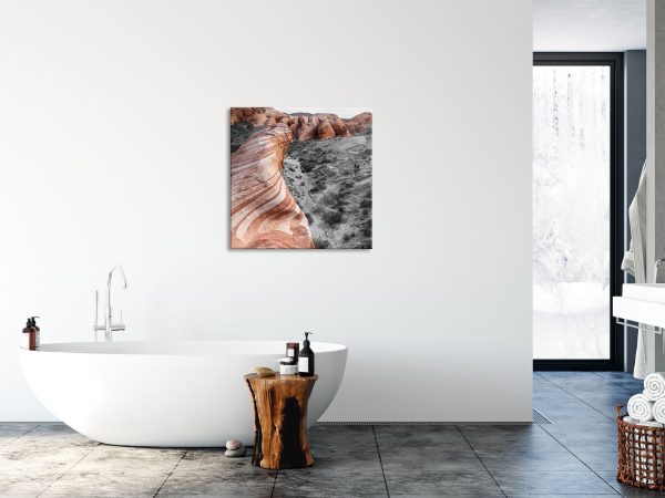 Karge Wüste in Nevada, Glasbild Quadratisch Zu verkaufen – Bild 4