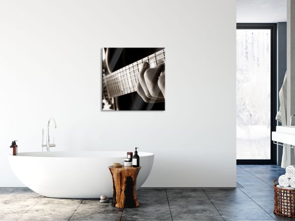 Gitarre spielen, Glasbild Quadratisch Online-Verkauf – Bild 4