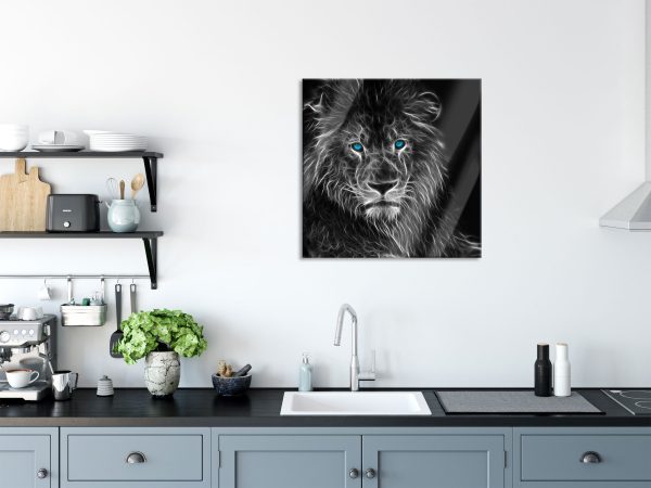 Dark Abstrakter Löwe, Glasbild Quadratisch Schn?ppchen – Bild 3