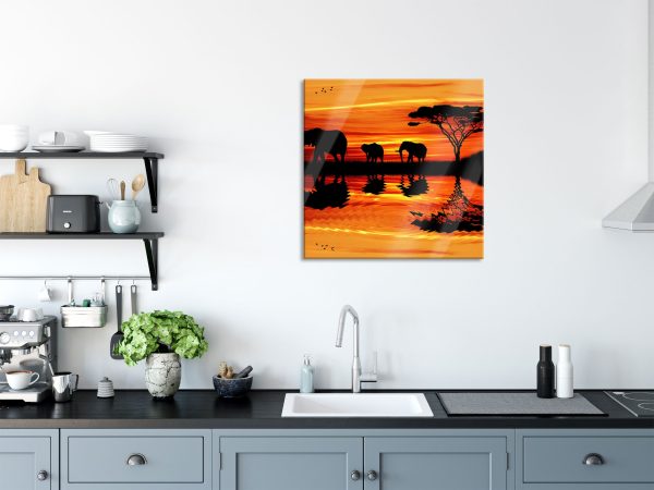 Afrika Elefant in Sonnenschein, Glasbild Quadratisch Angebot – Bild 3