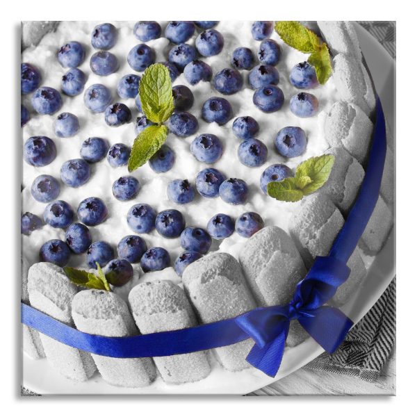 Leckere Blaubeertorte, Glasbild Quadratisch Jetzt online