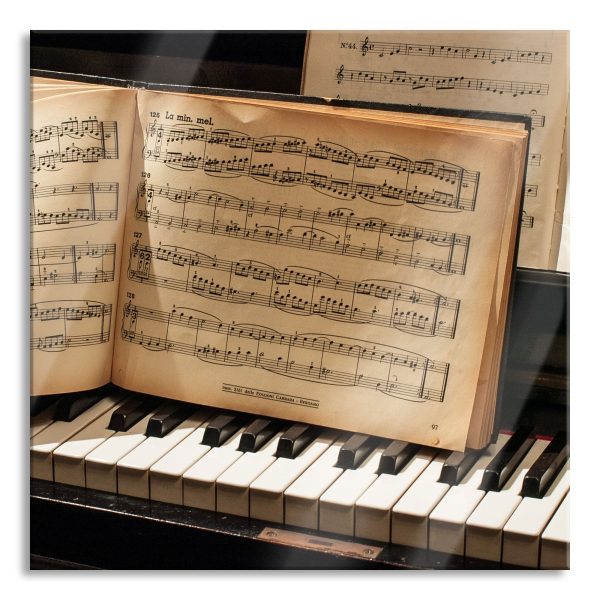 Klavier Noten Piano, Glasbild Quadratisch Schn?ppchen