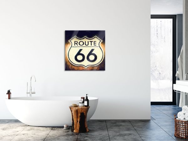 Route 66 Schild, Glasbild Quadratisch Angebot – Bild 4