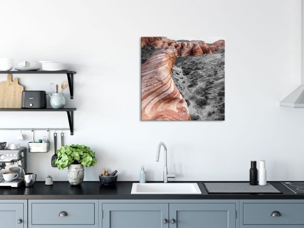 Karge Wüste in Nevada, Glasbild Quadratisch Zu verkaufen – Bild 3