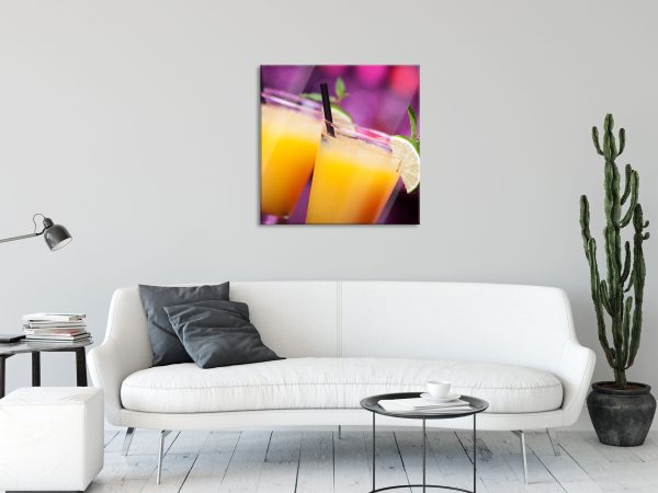 frischer Sommercocktail, Glasbild Quadratisch Online – Bild 2