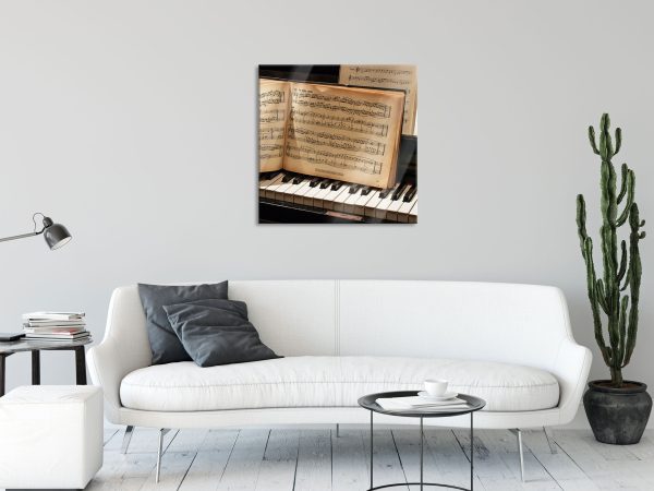 Klavier Noten Piano, Glasbild Quadratisch Schn?ppchen – Bild 2