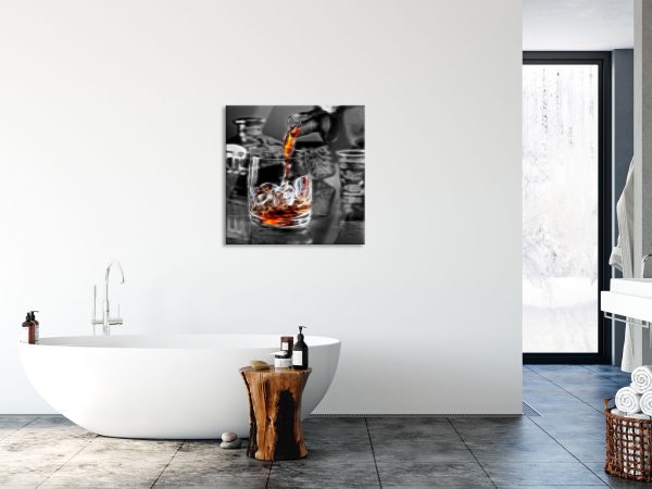 Whiskey im Whiskeyglas, Glasbild Quadratisch Zu verkaufen – Bild 4