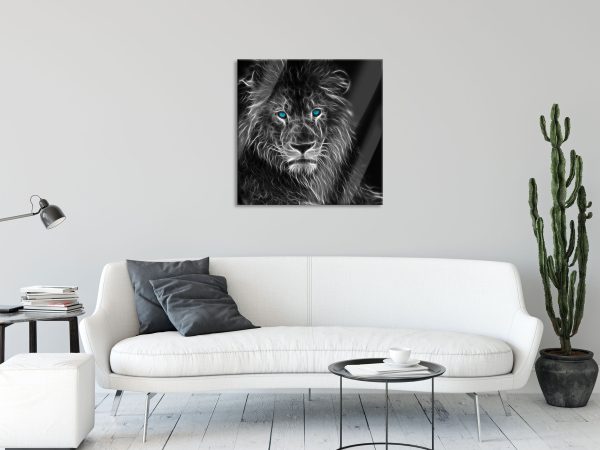 Dark Abstrakter Löwe, Glasbild Quadratisch Schn?ppchen – Bild 2