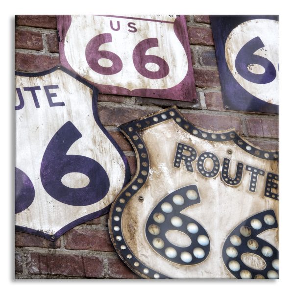 Route 66, Glasbild Quadratisch Jetzt online