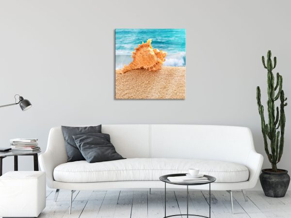 Muschel am Strand, Glasbild Quadratisch Zu verkaufen – Bild 2