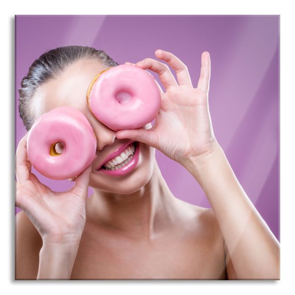 Lustige Donuts, Glasbild Quadratisch Im Angebot