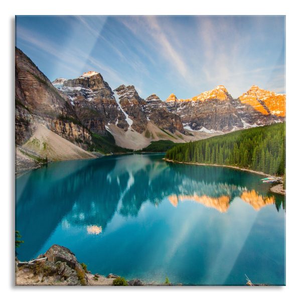 Bergsee, Glasbild Quadratisch Online-Schn?ppchen