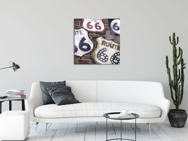 Route 66, Glasbild Quadratisch Jetzt online – Bild 2