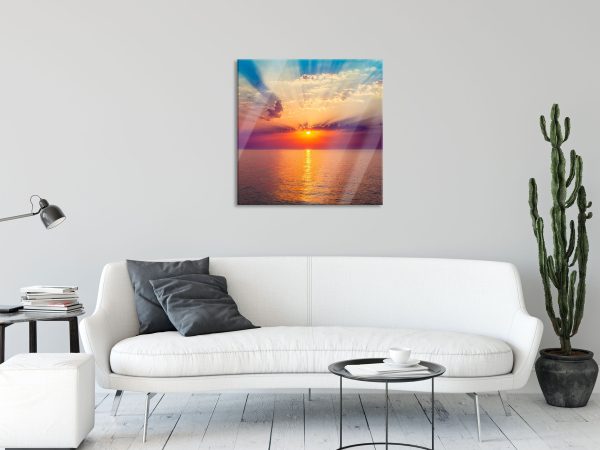 Meer im Sonnenaufgang, Glasbild Quadratisch Rabatt – Bild 2