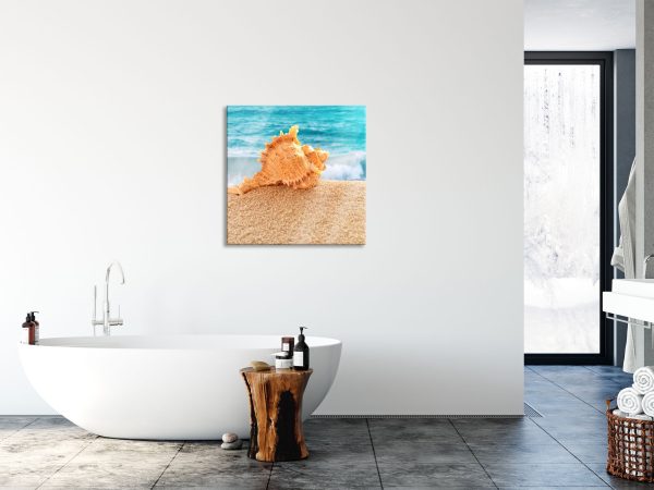 Muschel am Strand, Glasbild Quadratisch Zu verkaufen – Bild 4