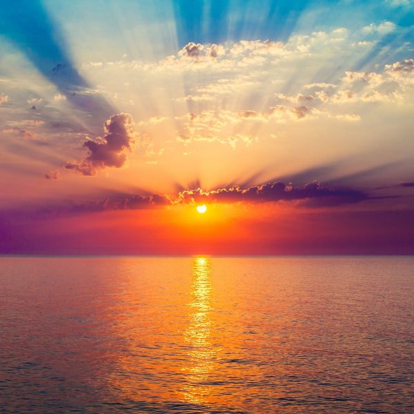 Meer im Sonnenaufgang, Glasbild Quadratisch Rabatt – Bild 5