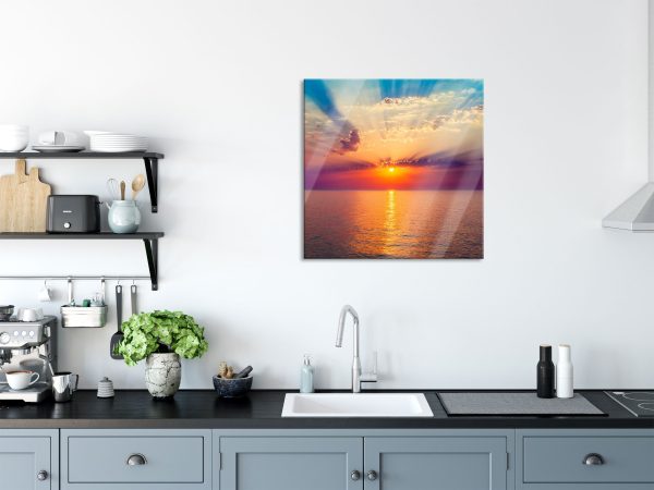 Meer im Sonnenaufgang, Glasbild Quadratisch Rabatt – Bild 3
