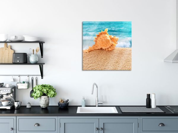 Muschel am Strand, Glasbild Quadratisch Zu verkaufen – Bild 3
